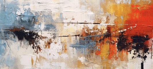 Poster - Closeup of abstract rough colorful multicolored art painting texture, with oil brushstroke, pallet knife paint on canvas (Generative Ai)