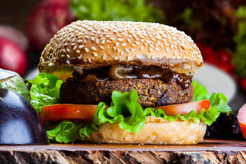 Wall Mural - Vegetarian burger with soy meat, vegan