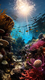 Fototapeta Do akwarium - Underwater landscape of a coral reef