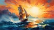 sailboat gliding across the water in a mesmerizing watercolor paintin