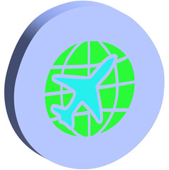 Poster - 3D Trip icon with airplane