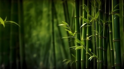  Nature Photography of Green Bamboo with Blurry Background. Created with Generative AI Technology