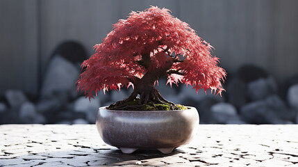 japanese red maple tree pot leaves plants acer wallpaper image ai generated art