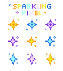 colorful sparkle pixel cute sparkling pixel bright sparkle star, stars, glitter, sparkles. starry sk