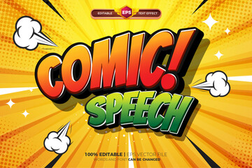Wall Mural - Comic Speech adventure editable text effect logo template