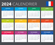 2024 Calendar French - vector stock illustration template