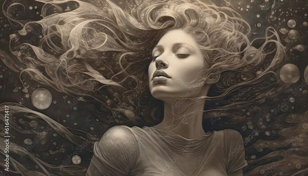 Between Sentient Ilustración de Stock Generative AI illustration of the intricacies of ...