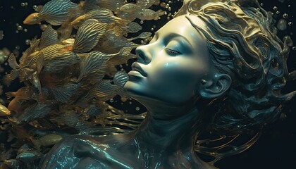Poster - Generative AI illustration of the intricacies of the human thought process and the interplay between conscious and subconscious ideas. Annual collective mind concept art, exploding mind, inner world