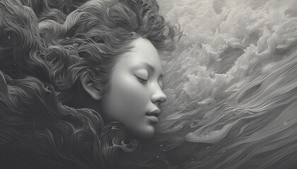 Poster - Generative AI illustration of the intricacies of the human thought process and the interplay between conscious and subconscious ideas. Annual collective mind concept art, exploding mind, inner world