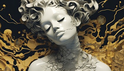 Poster - Generative AI illustration of the intricacies of the human thought process and the interplay between conscious and subconscious ideas. Annual collective mind concept art, exploding mind, inner world