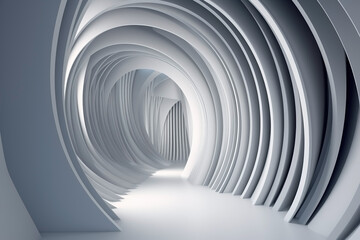 Wall Mural - Abstract minimalistic white futuristic corridor background. Ai generated