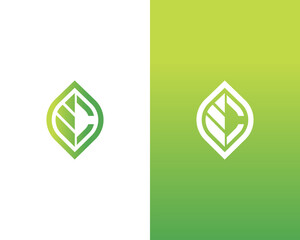 C Letter Leaf Shape Logo Design
