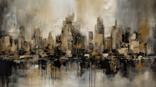 New York City Abstract Yellow Ai Generated High Quality Illustration
