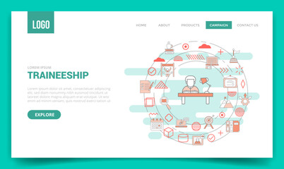 Wall Mural - traineeship concept with circle icon for website template or landing page homepage