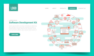 Wall Mural - sdk software development kit concept with circle icon for website template or landing page homepage