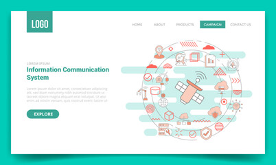 Wall Mural - ict information and communication technology concept with circle icon for website template or landin