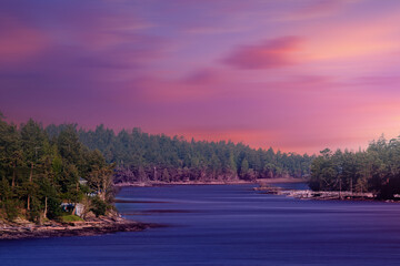 Wall Mural - View of  landscape during a vibrant winter twilight on  Island, 