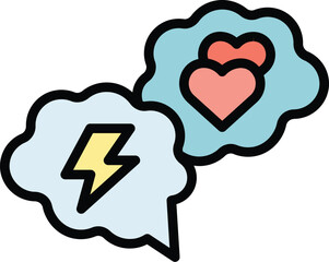 Sticker - Narcissism thunderstorm chat icon. Outline Narcissism thunderstorm chat vector icon for web design isolated on white background color flat