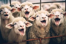 A Herd Of Sheep Bursts Into Laughter