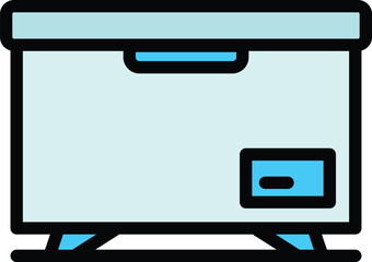 Sticker - Ice cream fridge icon. Outline Ice cream fridge vector icon for web design isolated on white background color flat