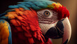 Close up of colorful scarlet macaw parrot Ai generated image
