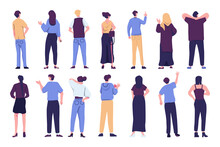 People From Back Side Vector Flat Style Illustration Design