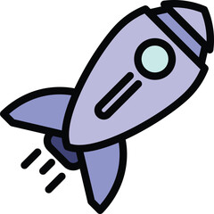 Sticker - Rocket explorer icon. Outline Rocket explorer vector icon for web design isolated on white background color flat