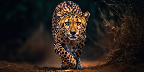 Wall Mural - wild african cheetah, beautiful mammal animal. digital art
