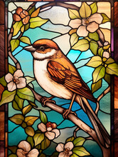 A Stained Glass Window Of A Sparrow | Generative AI