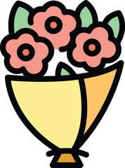Sticker - Posy flower bouquet icon. Outline Posy flower bouquet vector icon for web design isolated on white background color flat