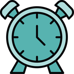 Poster - Late work alarm clock icon. Outline Late work alarm clock vector icon for web design isolated on white background color flat