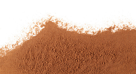 Wall Mural - Pile cinnamon powder isolated on white, with top view