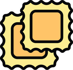 Sticker - Ravioli italian icon. Outline Ravioli italian vector icon for web design isolated on white background color flat