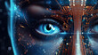 canvas print picture - Cyberhintergrund zu Mensch und Technologie.