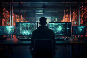Hacking Scene with Multiple Screens - Generative AI