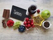 Tannins rich foods and drinks. Natural food sources of tannins. Tannins are a type of bitter chemical compound, polyphenols, found in many plants. Wine, chocolate, herbal tea, coffee, grape, berries.