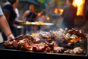 Grilling Meat at an Outdoor Event - Generative AI