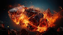 A Rock Formation With Flames