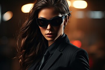 Sticker - a woman in a suit and sunglasses