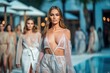 Woman top model at fashion week show. AI generated, human enhanced