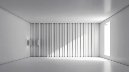 Wall Mural - vertical bars on Blank white interior room background ,empty white walls corner and white wood floor contemporary,3D rendering