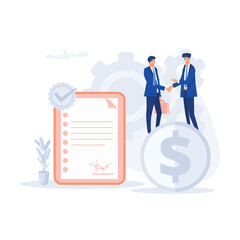 Wall Mural - business people standing on a signed contract. flat modern vector illustration