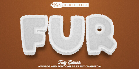 Wall Mural - White Fur Vector Editable Text Effect Template