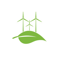 Poster - Leaf and Turbines ecology icon vector simple desain white background