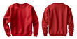 Set of red front and back view tee sweatshirt sweater long sleeve on transparent background cutout, PNG file. Mockup template for artwork graphic design