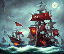 Pirates Attack, Generative AI Illustration