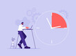 Business deadline overtime crunch stress concept. Business person worker or manager employee trying to get job done in due time, overwork, flat vector illustration