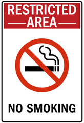 Poster - Restricted area warning sign and labels no smoking