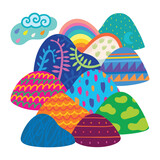 Fototapeta  - Rainbow decorative round shape hills and mountains print. Vector illustration