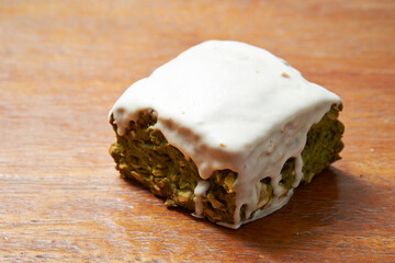 Wall Mural - Green tea cheese scones on wooden background